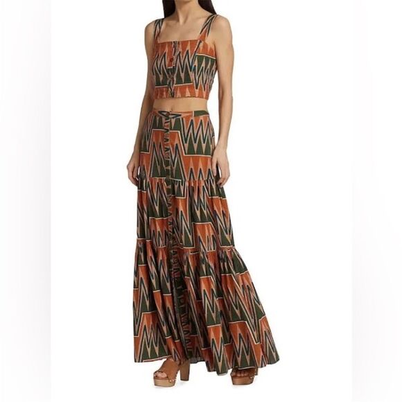 NWT Veronica Beard Tiffany Cropped Top in Tribal Print Linen Blend Tank Womens L - Picture 9 of 16